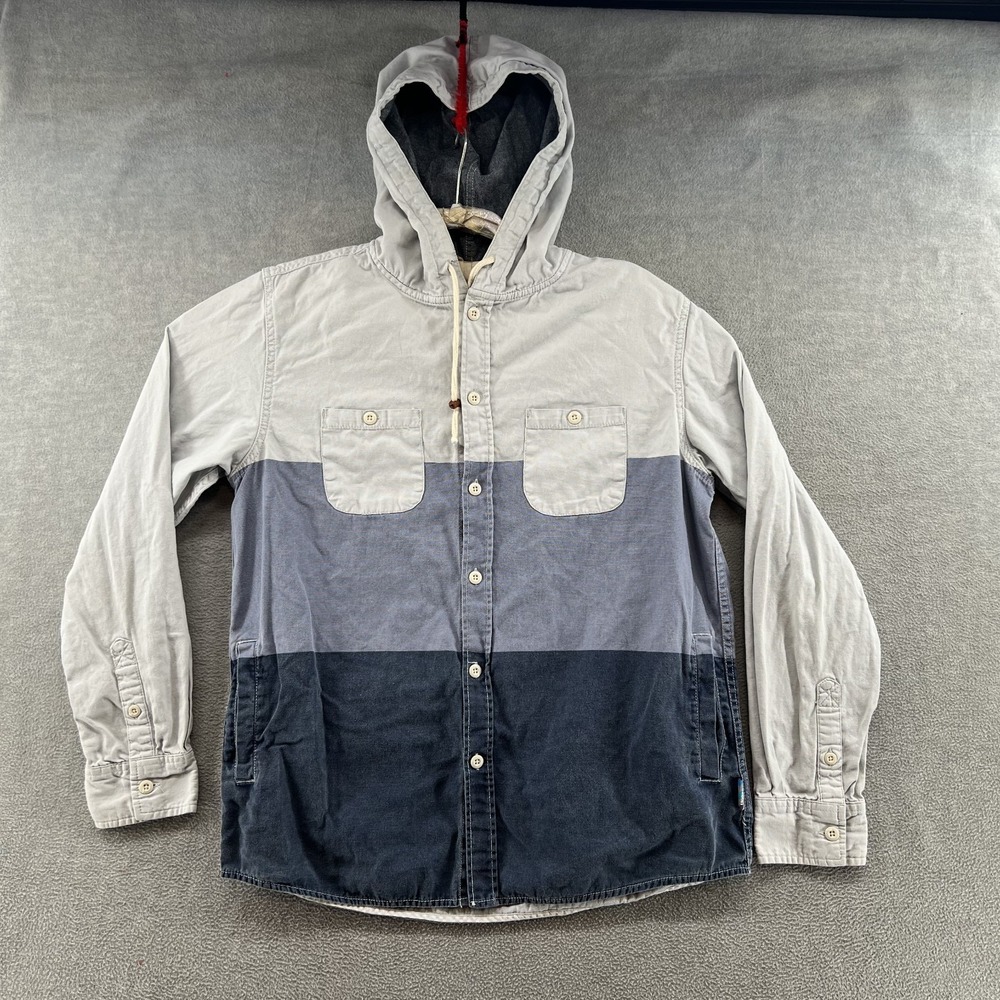 Modern Amusement Men's Size L hooded long sleeve button up shirt Jacket